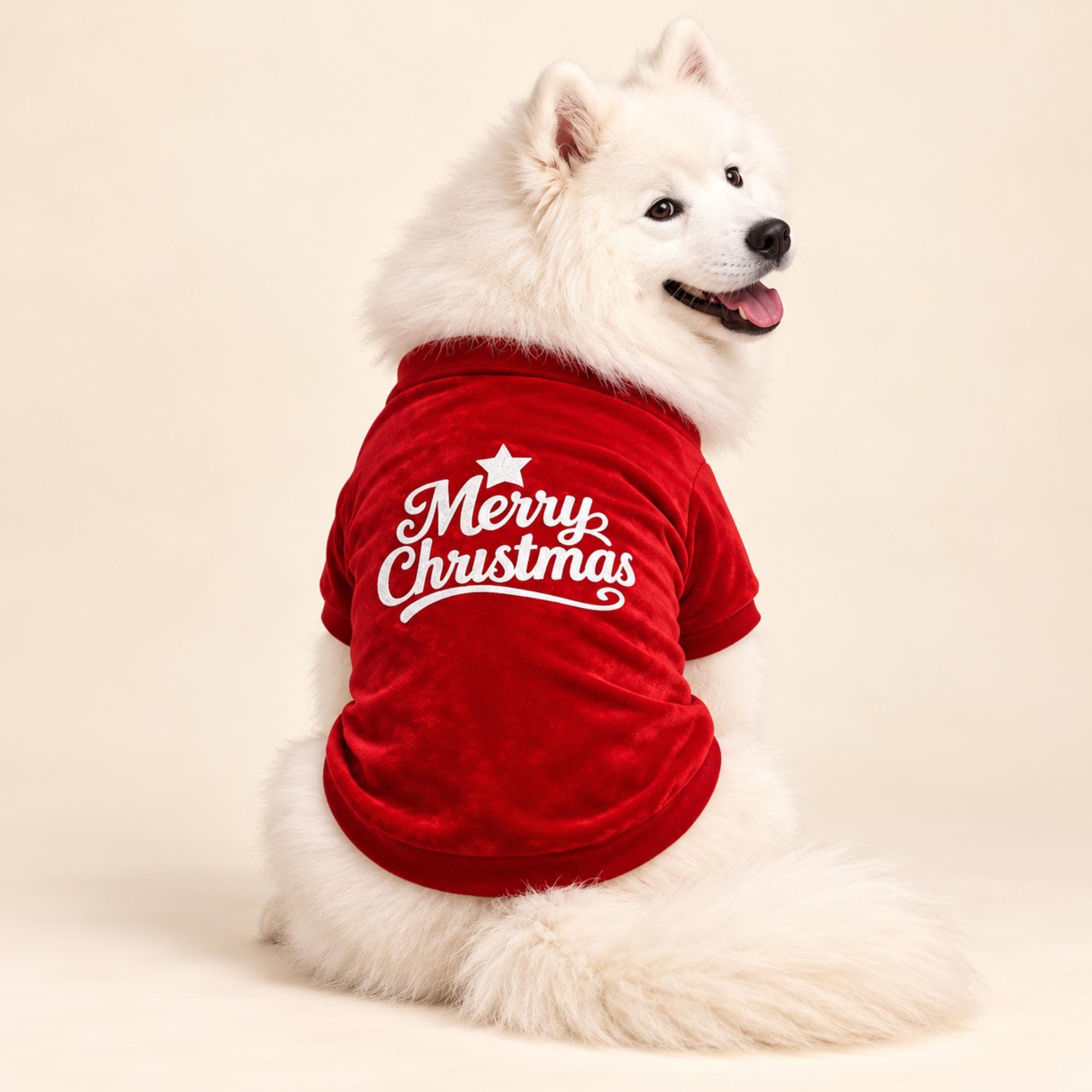 Velvet Christmas Dog Shirt, Red Green Holiday Pet Outfit for Dogs & Cats