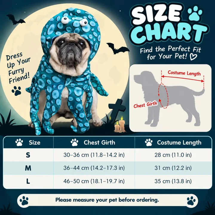 Blue Octopus Dog Costume — gallery photo 8
