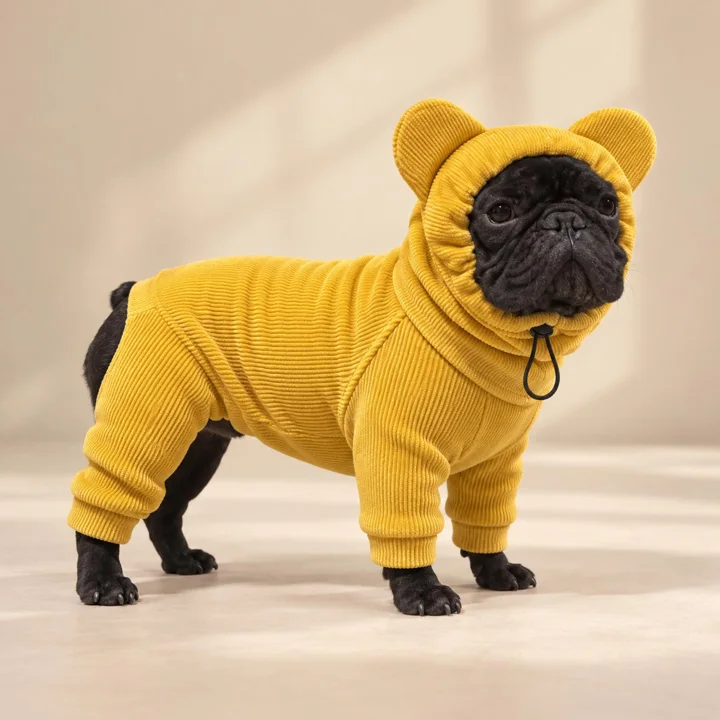 Mustard Yellow Bear Ear Dog Hoodie — gallery photo 4