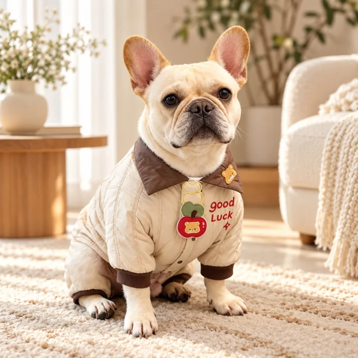 Cream Quilted Dog Jumpsuit — gallery photo 2