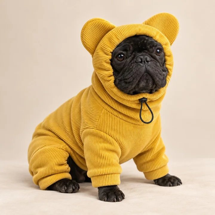 Mustard Yellow Bear Ear Dog Hoodie — gallery photo 2