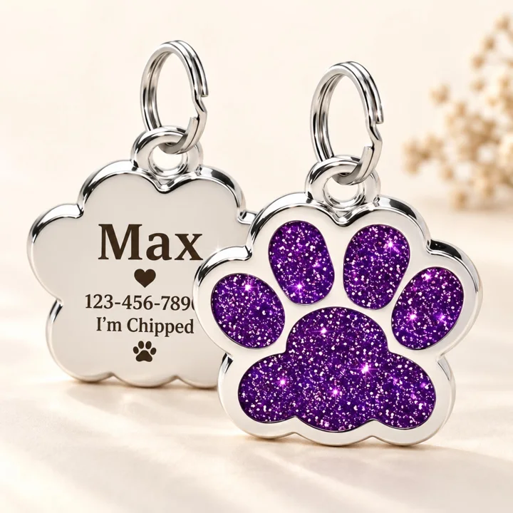 Personalized Glitter Paw Pet ID Tag — gallery photo 4