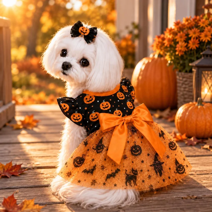 Pumpkin Halloween Dog Dress — gallery photo 8