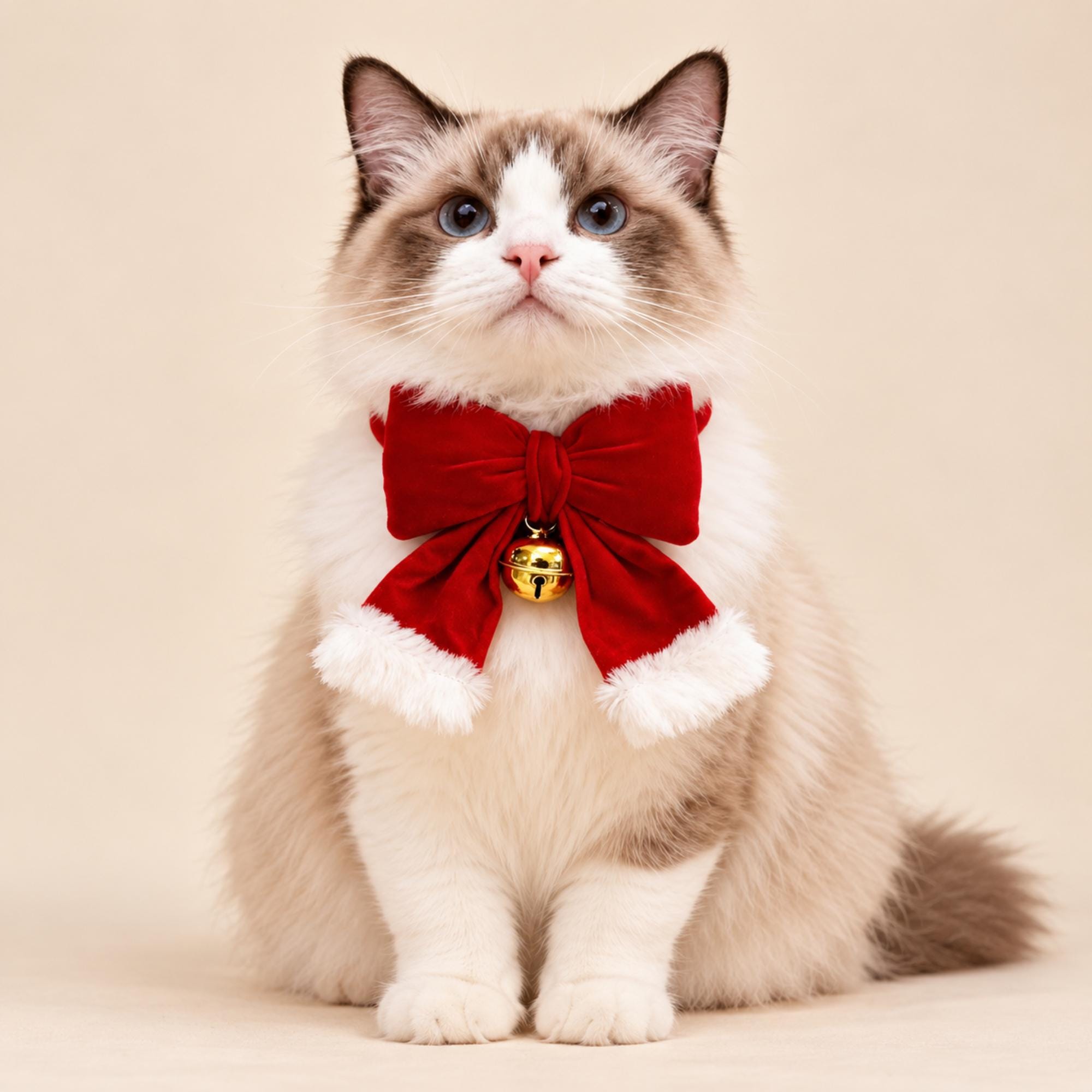 Christmas Pet Bow Collar, Red Velvet Bell Neckwear for Cats and Dogs
