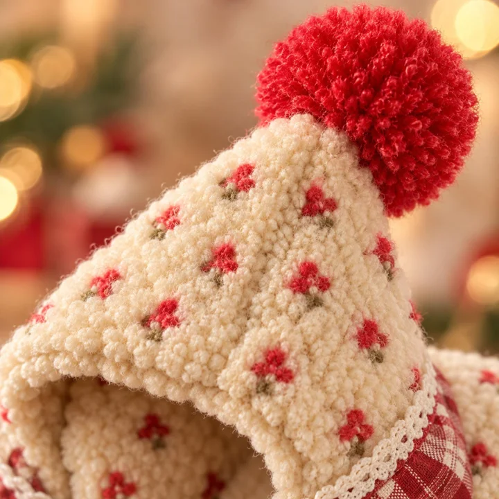 Cream Sherpa Christmas Pet Cape — gallery photo 2