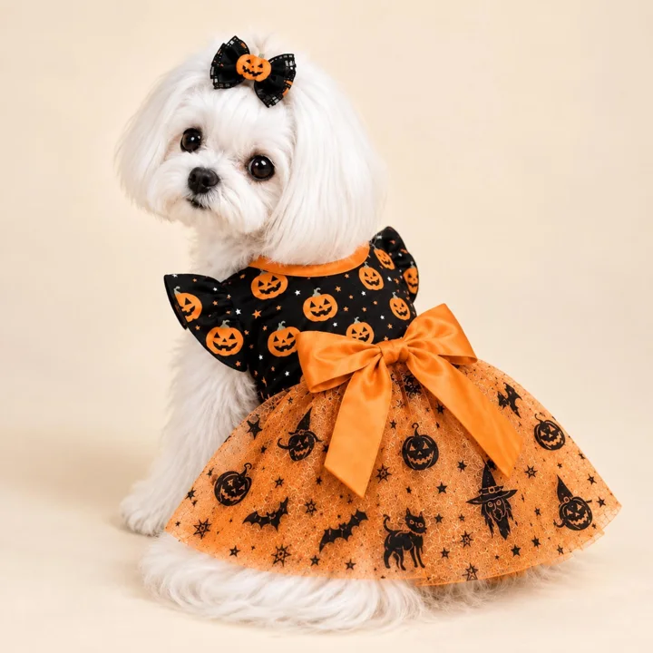 Pumpkin Halloween Dog Dress — gallery photo 6