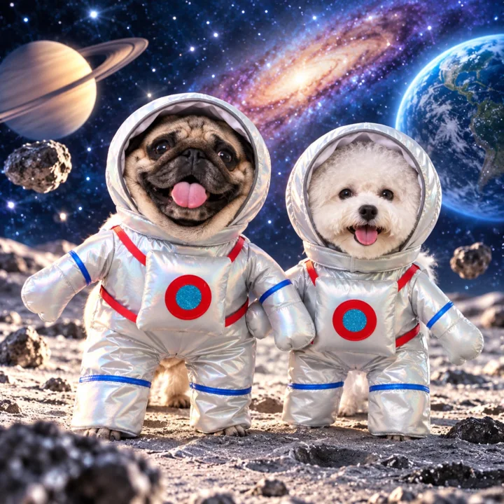 Silver Astronaut Dog Costume — gallery photo 5