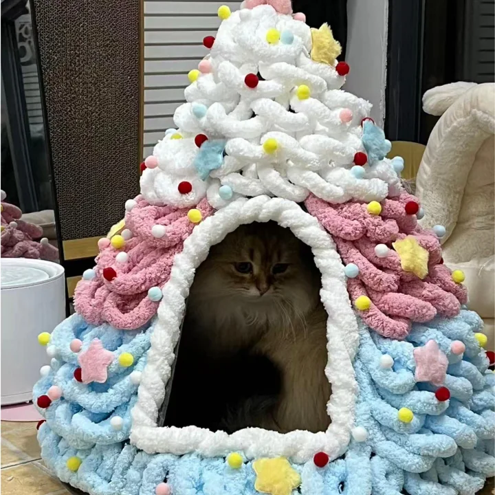 DIY Pastel Christmas Tree Cat Cave Kit — gallery photo 3