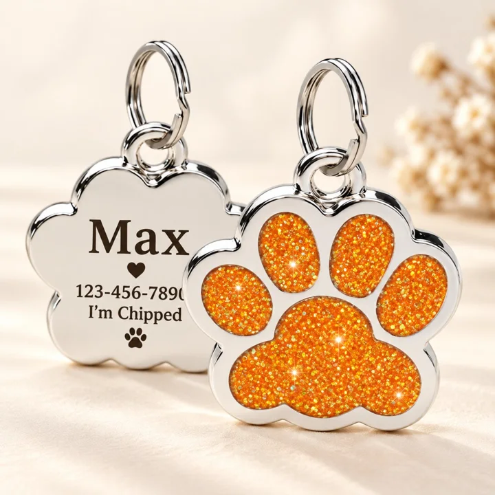 Personalized Glitter Paw Pet ID Tag — gallery photo 7