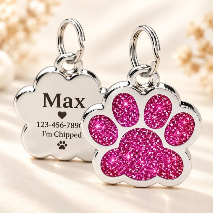 Personalized Glitter Paw Pet ID Tag — gallery photo 9