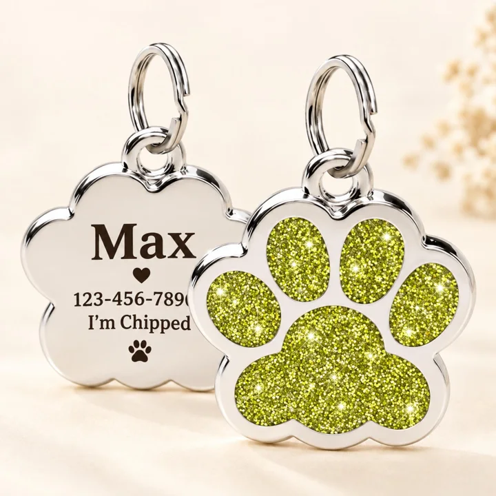 Personalized Glitter Paw Pet ID Tag — gallery photo 5