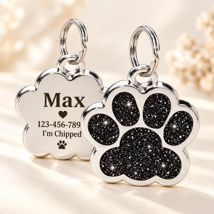 Personalized Glitter Paw Pet ID Tag — gallery photo 8