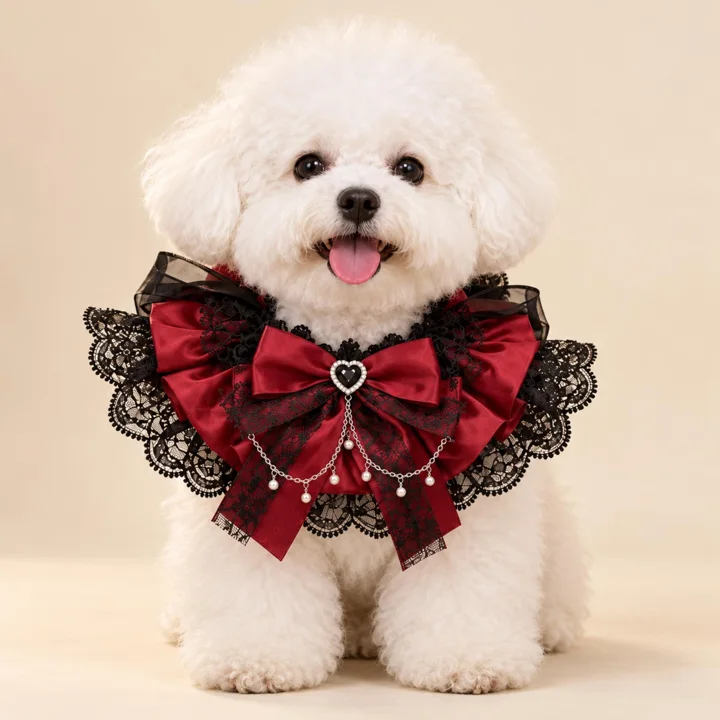 Gothic Victorian Pet Collar, Lace Bow Choker for Cats and Dogs