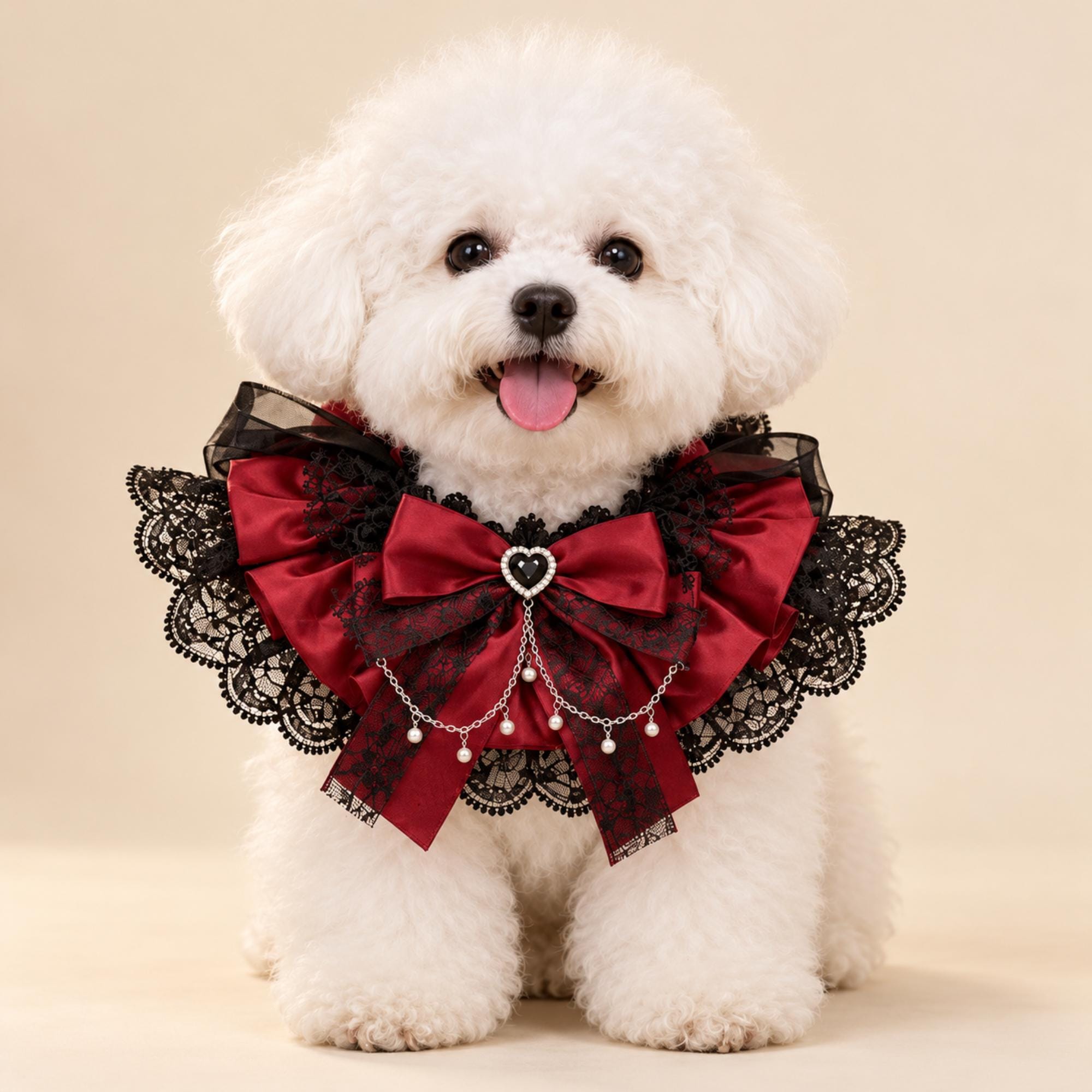 Gothic Victorian Pet Collar, Lace Bow Choker for Cats and Dogs — gallery photo 1