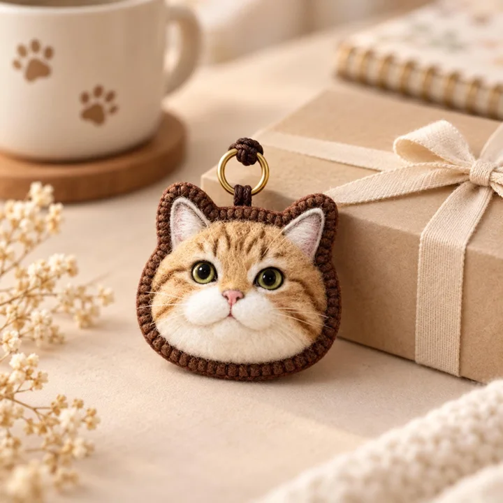 Custom Felt Pet Portrait Keychain From Photo — gallery photo 4